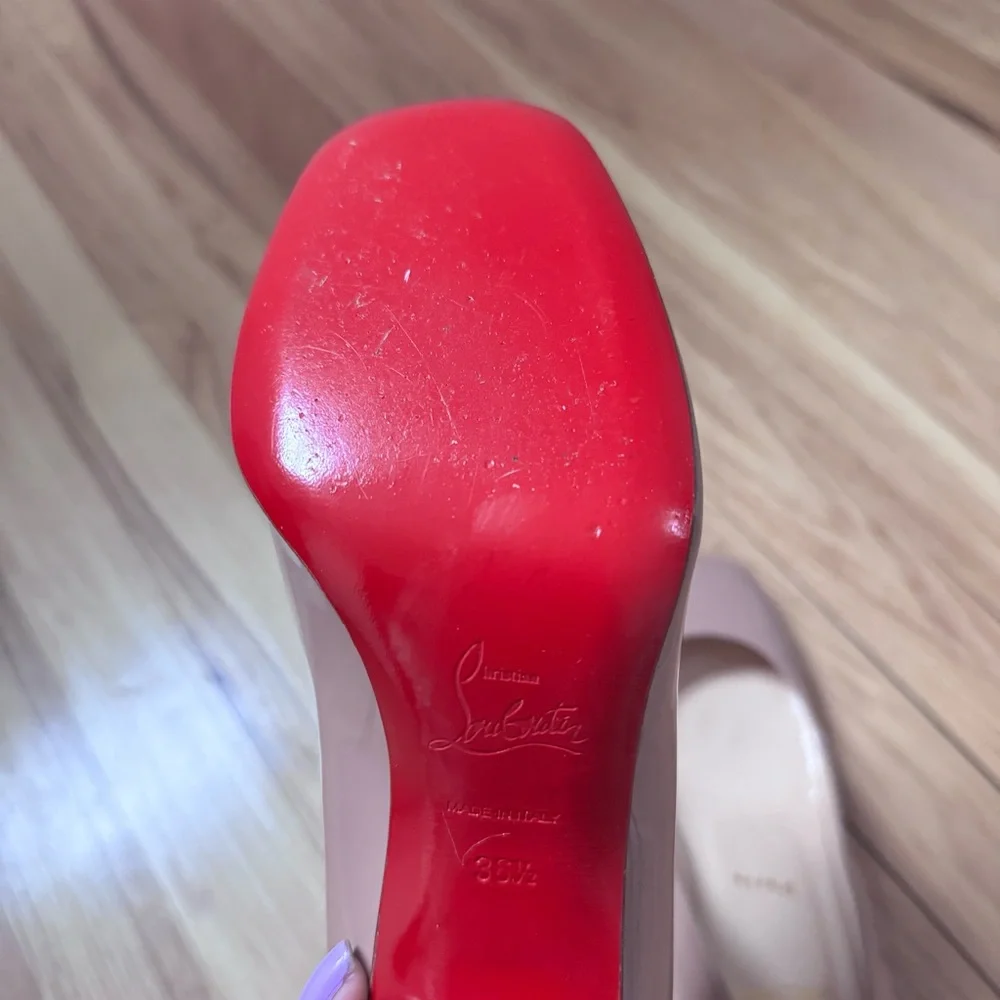 Christian Louboutin Cadrilla 70mm Patent Nude Block Heel Pumps, size 36.5 - Picture 10 of 13